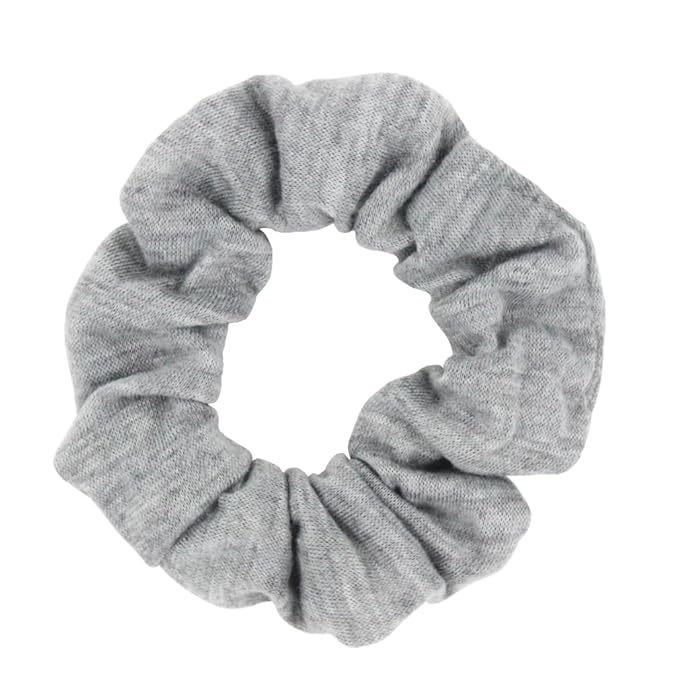 12pcs Cotton Hair Scrunchies Single Jersey Solid Color Ponytail Holders Elastic Hair Ties for Women Accessories (Light Grey)