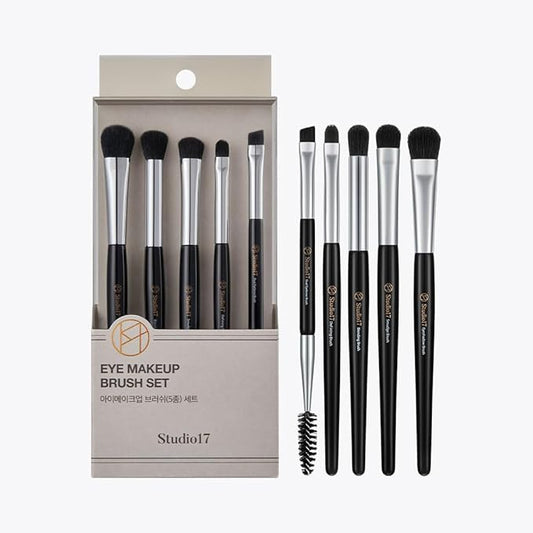 Eye Makeup Brush Set 5 Pcs | Small & Portable Eye Shadow Brushes | Korean Eye Makeup Brushes | Premium Synthetic Bristles for Professionals