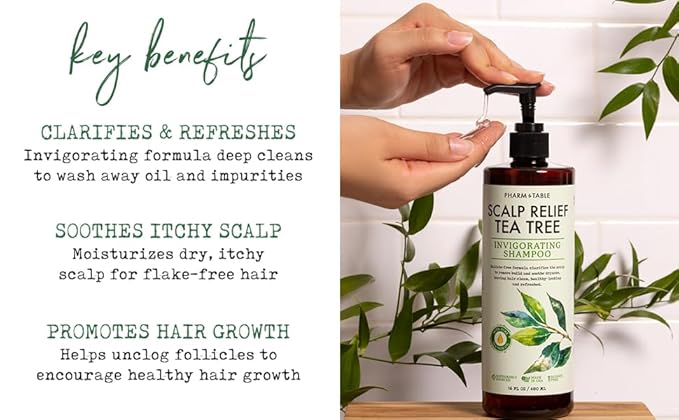 Tea Tree Shampoo For Men and Women, Deep Cleansing Sulfate-Free Formula - Relief for Dry Itchy Scalp - Infused with Tea Tree oil, Mint, Biotin and Vitamin E, 16.2oz