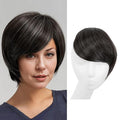 SARLA Clip in Side Bangs Extension Straight Synthetic Fake Bangs One Piece for Women Pepper Grey