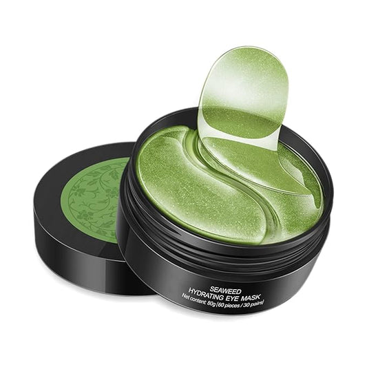 Seaweed Under Eye Masks, Moisturizing, Nourishing, Improving Dark Circles, Whitening, Wrinkles, Provides Protein, Vitamins, Collagen, Hyaluronic Acid, 30 Pairs