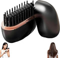 Mini Hair Straightener Brush, Wireless Rechargeable, 3-Speed Temperature Control, Portable for Home and Travel, Black (Black)