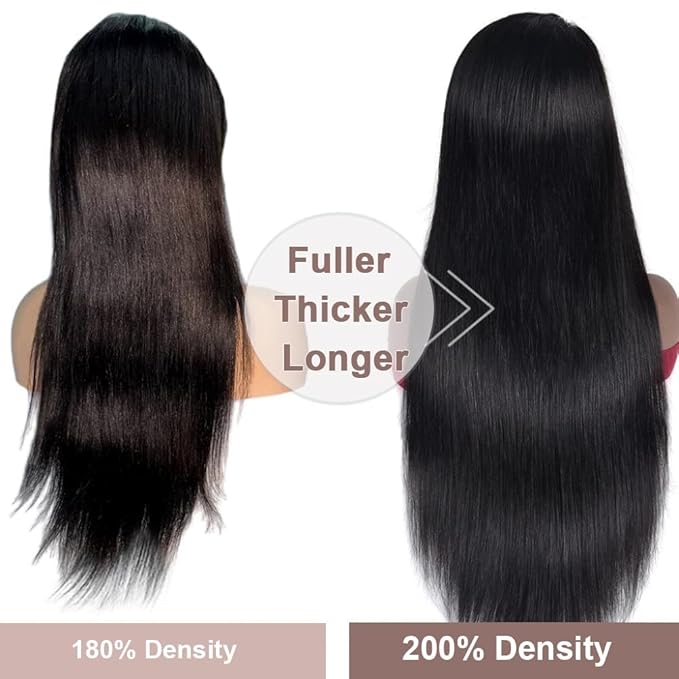 32 Inch 13x6 Lace Front Wigs Human Hair 200 Density HD Full Frontal Straight Lace Front Real Human Hair Wigs Pre Plucked for Women Tiny Knots No Tangle Minimal Shedding Longer Lifespan
