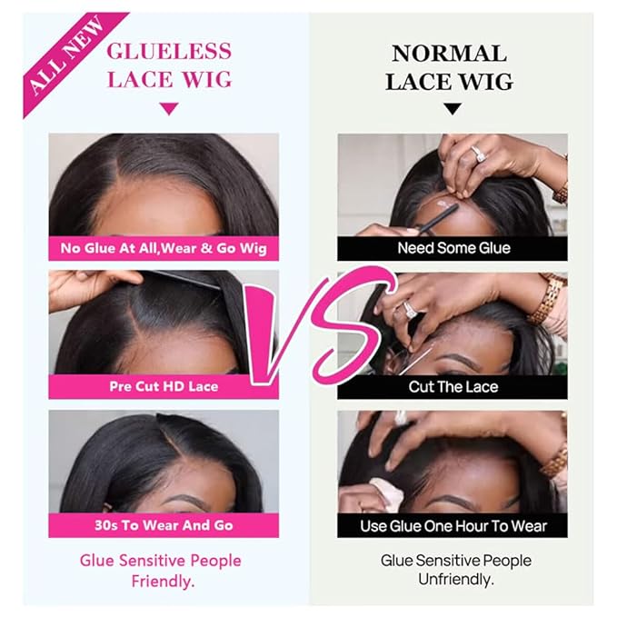 GOLFMAX Glueless Wigs Human Hair Pre Plucked Pre Cut Wear and Go Glueless Wig Curly Short Bob Wig Human Hair Wigs Deep Wave 4x4 Lace Closure Wigs Human Hair 10 Inch