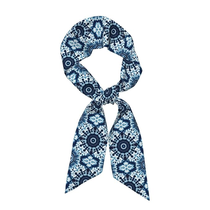 Headbands Blue Indigo Tie Dye Art Head Hairband for Women Girls Lady, Beauty Skinny Neck Scarves Yoga Travel Shower Sweat Band Headbands Adjustable Hairlace Hand Decor