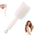 Retractable Air Cushion Massage Comb for Woman, Comfortable Self-Cleaning Detangling Hair Clean Brush with Pull Ring Anti-Static Comb for All Hair Types (White)