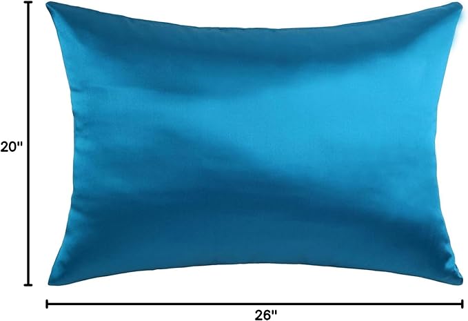 USA Made 100% Silk Pillowcase Peacock, Certified 6A Grade 22 Momme Mulberry Silk Pillow Case for Women Hair and Skin Protection, Anti Face Wrinkle, 1 Pc 20"x26" (Standard, Peacock Blue)