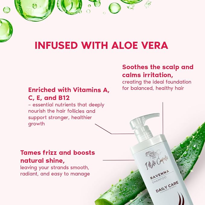 I Belli Capelli Aloe Vera Hydration Shampoo - Paraben-Free, Daily Care for Soft, Shiny, and Lightweight Hair - Anti-Breakage (1L/33.8 fl.oz)