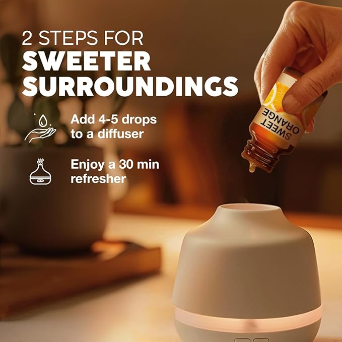 KUKKA Sweet Orange Essential Oils - 0.34 Fl Oz - for Hair, Skin, Diffuser, Aromatherapy & DIY Soap Making Scent