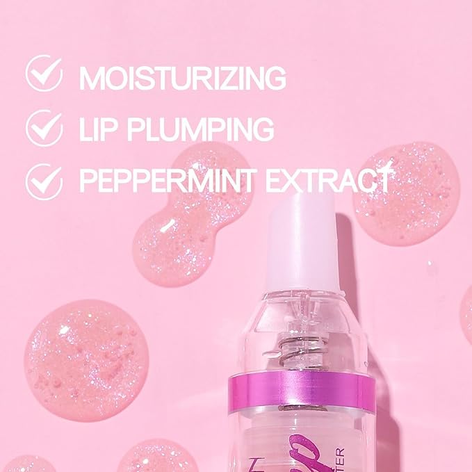 Natural Spicy Lip Plumping Booster Lip Plumping Oil，Lip Plumper Gloss, Ultra-Hydrating & Nourishing Plump and Pout Lip Plumper, Glossy Finish Fuller Lip Plumping Lip Gloss for Women Girls(3PC)