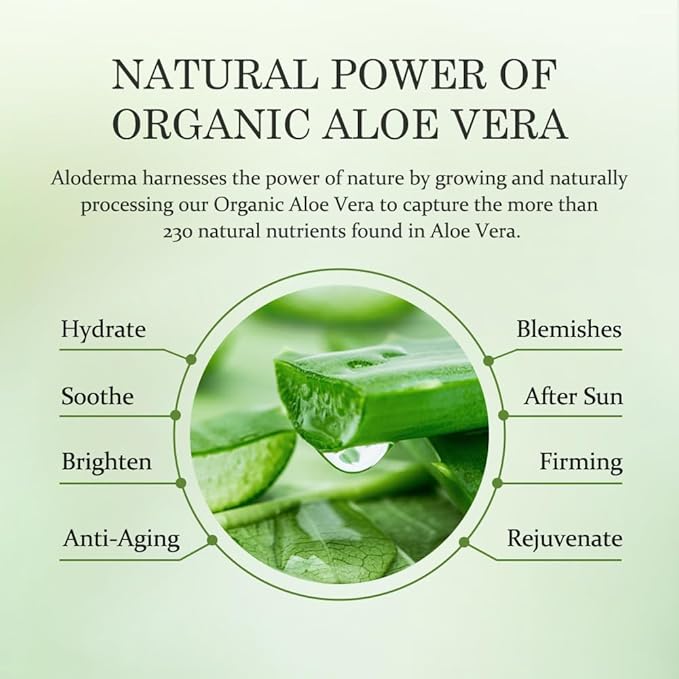 Aloderma 99% Organic Aloe Vera Gel for Face Made within 12 Hours of Harvest, Natural Hydrating Pure Aloe Vera Gel for Soothing Skincare, Moisturizing Aloe for Skin, Face, Sensitive Skin, 4oz - 6ct
