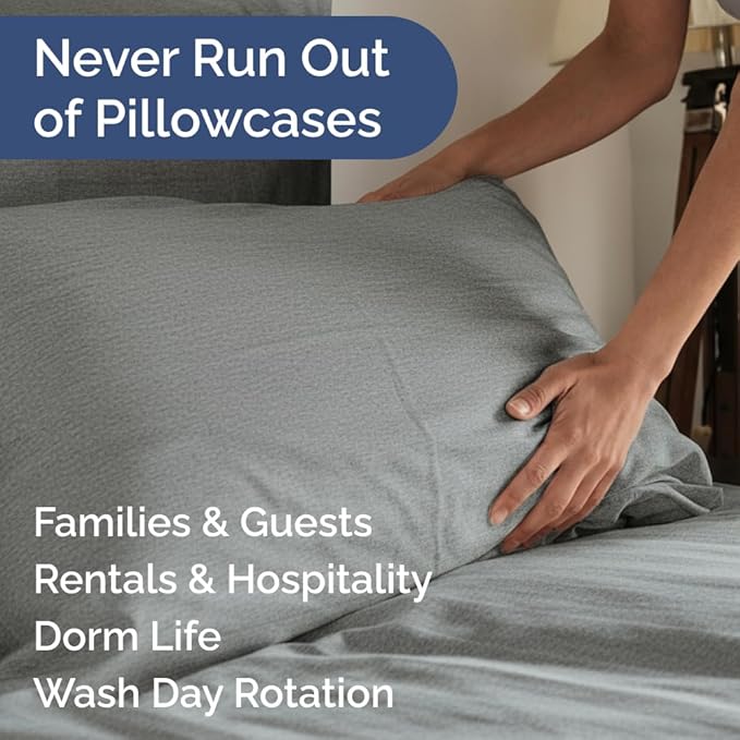 King Pillow Cases Set of 6 - Ultra Soft Hotel Quality Pillowcase Covers - Comfy & Wrinkle Free - Shrink, Stain and Fade Resistant - Machine Washable Pillow Protectors - 6 Piece Set - Heathered Grey