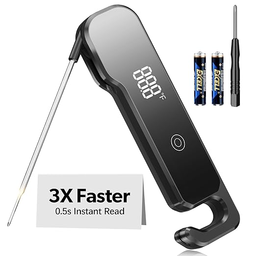 Instant Read Thermometer, 3in1 Touchscreen Food Thermometer, 180° Rotatable LED Display Digital Meat Thermometer