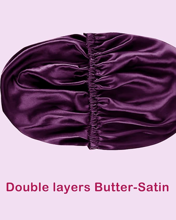 Hair Bonnets 3Pcs Satin Bonnet For Sleeping Silky Bonnets Womens Silk Bonnet Night Caps Curly Hair Sleep Cap For Women