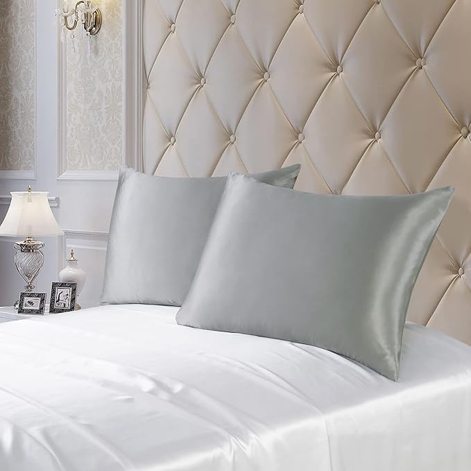 ZIMASILK Upgraded 100% 6A Grade Pure Mulberry Silk Pillowcase for Hair and Skin Silk Pillow Cases with Reinforced Hidden Zipper, More Soft & Durable, Gift Box (King 20"x36" Grey)