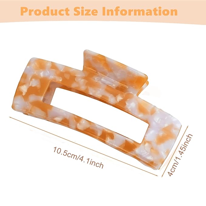 2 Pack Hair Claw Clips for Women Tortoise Shell Large Claw Hair Clips for Thin to Thick Hair Rectangle Hair Jaw clips