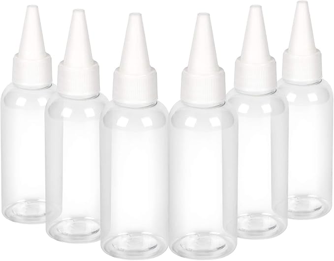 TRENDBOX 2oz / 60ml Plastic Bottle Pointed Mouth Top Cap for Essential Oils, Liquid - 6 Pack