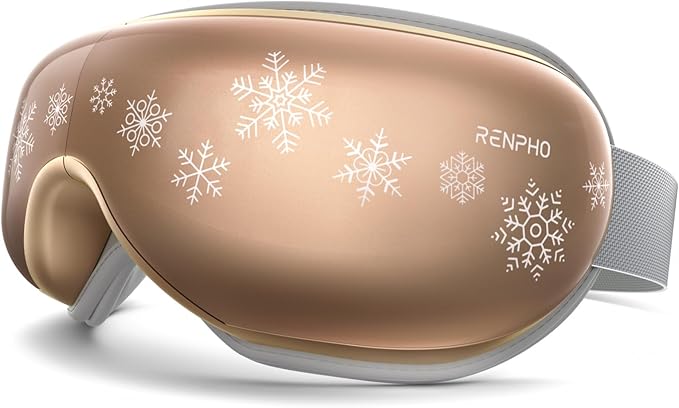 RENPHO Christmas Limited Edition Eye Massager with Heat, White Elephant Christmas Birthday Gifts for Women Men Mom Her, Eye Mask for Migraine, Sleep Mask for Dry Eyes Relax Eyeris 1 Snowflake Golden