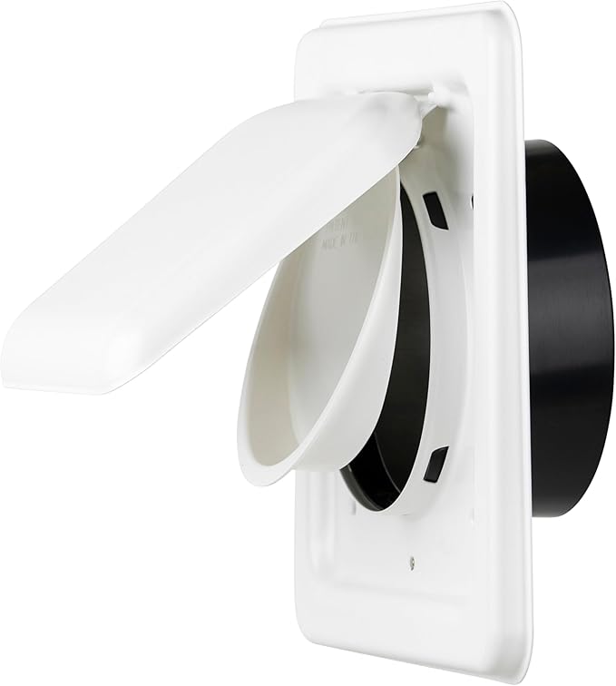 NO-PEST VENT MetalGuard, Dual Door Dryer Vent Cover Outdoor 4 Inch, Powder-Coated Heavy Duty Steel, Pest Proof, Rust Resistant, Safe & Efficient Vent Cap (White, 4" Steel With Collar)