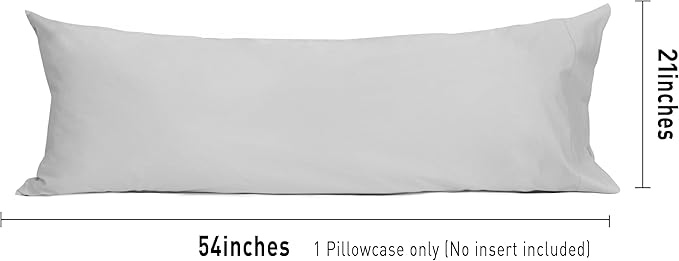 Sunflower Body Pillowcase 100% Cotton Long Pillow Cover/Case Envelope Closure 1 Pack, 21×54 inches Ash, Soft and Breathable