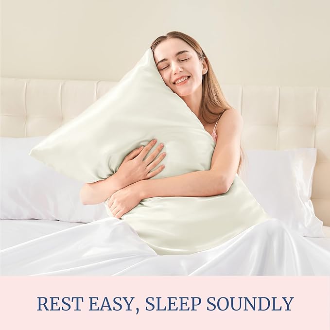 BEDELITE Satin Pillowcase for Hair and Skin, Super Soft Similar to Silk Pillow Cases 4 Pack with Envelope Closure, Cooling Pillowcases for Women Men (20"x30" Queen Size, Ivory)