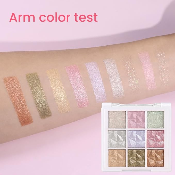 9 Colors Pink Pearl Gold Matte Shimmer Eyeshadow Palette for Eye Makeup,High Pigmented Brown Eye Shadow Primers Powder Palet de sombras de ojos-16#