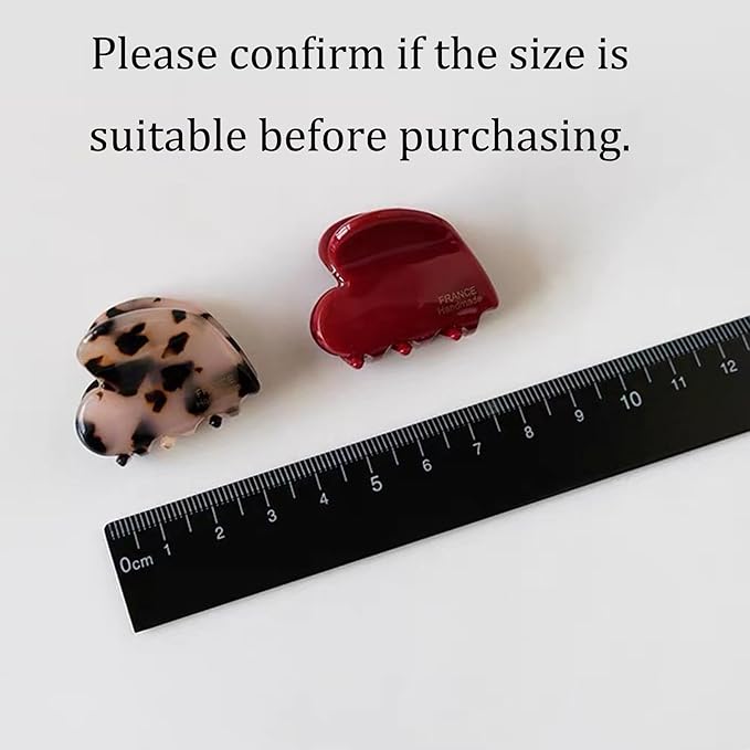 Small Hair Clips,1.4" Heart Acetate Hair Claw Clips, Strong Hold Nonslip Half-Up Jaw Clip Hair Accessories Birthday Thanksgiving Christmas Gift for Women Girls Mother Daughter Thin Thick(6 PCS)