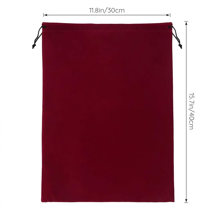 Segbeauty Blow Dryer Bag, Hair Dryer Storage Bag, 11.8x15.7 inches Satin Lined Storage Bags with Drawstring Wine Red Velvet Pouch Bag Travel Organizer for Diffuser, Straighteners, Clothes