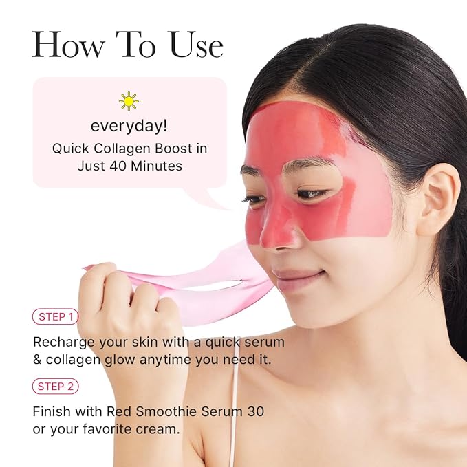 Red Collagen Jello Mask, Plump & Hydrating x 4ea, Overnight Hydrogel Mask for Dry, Mature Skin, Packed with Collagen, 5 Peptides, 2% Niacinamide