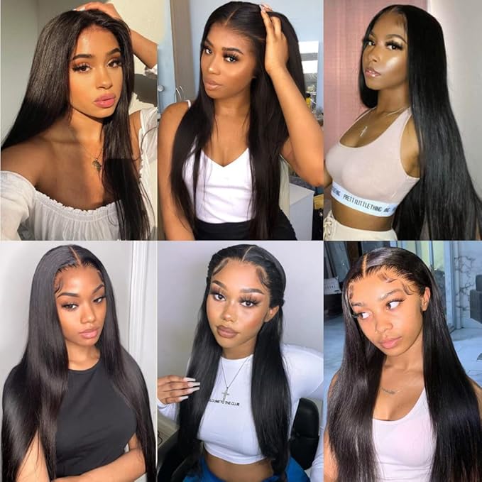 13X6 HD Lace Front Wigs Human Hair Wigs with Baby Hair for Black Women Pre Plucked Straight Brazilian Virgin Hair Lace Frontal Wig Natural Black Color 180% Density 14 Inch
