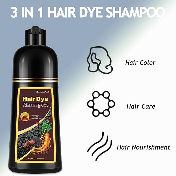 Hair Dye, Hair Dye Shampoo for Women & Men, Color Shampoo Hair Dye 16.9 Fl Oz, Safe and Natural Champu Para Canas (Coffee)