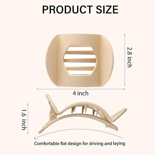 4 PCS Flat Claw Clips, Round Large Flat Hair Clips for Women,French Strong Hold Hair Barrettes for Thick Thin Hair(Matte)