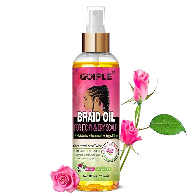 Braid Oil for Soothes Moisturizes Dry & Itchy Scalp- Braid Care for Dandruff and Thinning Edges- Braiding Scalp Oil for Locs & Twists Enhances Shine and Reduces Frizz Refreshes Dry Hair 8 fl oz