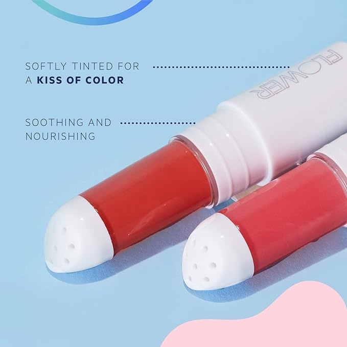 FLOWER BEAUTY By Drew Barrymore Petal Pout Lip Mask - Hydrating + Moisturizes Lips - Mango + Cocoa Butter - Lip Tint - Natural Color + Semi-Glossy Finish (Sangria)