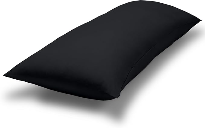 Bare Home Microfiber Body Pillow Cover - Ultra Soft - Cooling Pillowcase - Double Brushed - Pillowcase with Zipper Closure - Easy Care (20''x54'' Body Pillow Cover, Black)