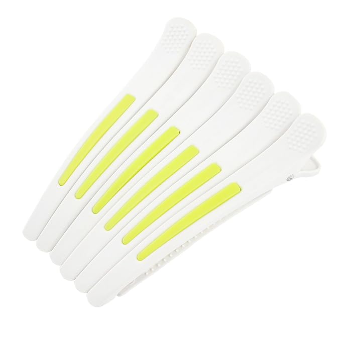 6Pcs/set Pinup Plastic Duck Bill Hair Clips for Sectioning Hair - Professional Non Slip Silicone band Clips Salon DIY Accessories Hairpins Hairgrip for Women(White-Style1)