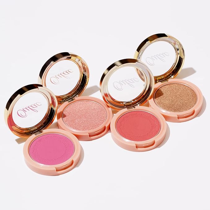 Oulac Shimmery Blush Makeup| 2 in 1 Powdery Cream Blush & Highlighter| Golden Hour Makeup Bronzer Illuminating | Rich Colors &Blendable | Vegan & Cruelty-Free| F08 Glow Gold 4.8g