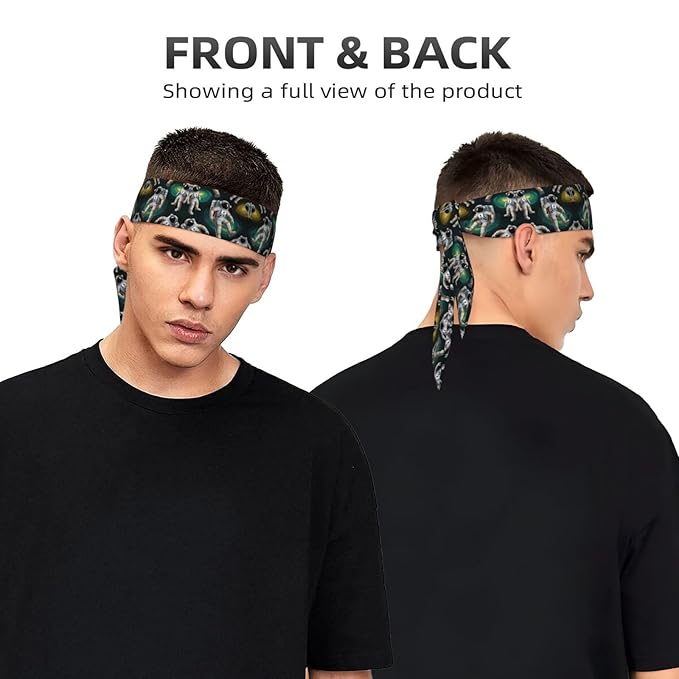 Men Women Beauty Skinny Sports Sweatbands Head Decor for Running Travel Shower, Elastic Multi Style Space Funny Astronauts Head Ribbon Headwear