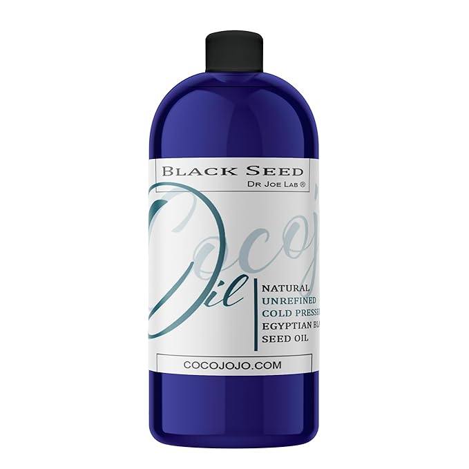 Dr Joe Lab Egyptian Black Seed Oil - Bulk 32 oz - Natural, Black Cumin, Unrefined, Kalonji, Cold Pressed, Extra Virgin, Blessed, Vegan, Non GMO - for Hair Skin