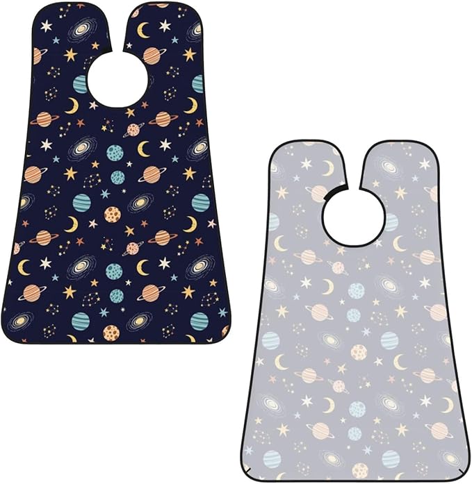 Non-Stick Beard Bib for Shaving, Space Galaxy Zodiac Star Planet Constellation Shave Bib, Waterproof Hair Catcher with Suction Cups, Grooming Apron Men Husband