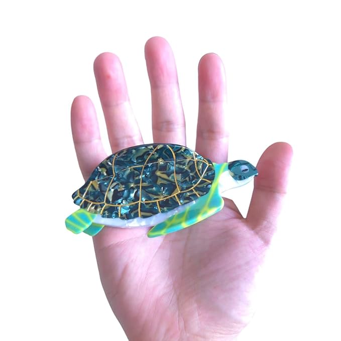 Cute Small Green Turtle Hair Clips,Novelty Acetate Ocean Turtle Claw Clip