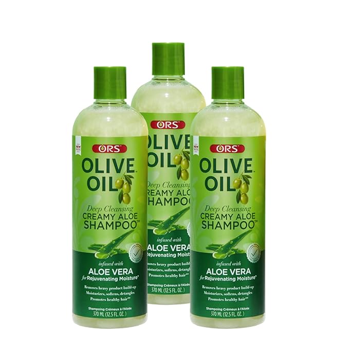 ORS Olive Oil Moisture Restore Creamy Aloe Shampoo Infused with Aleo Vera 12.5 Ounce (Pack of 3)