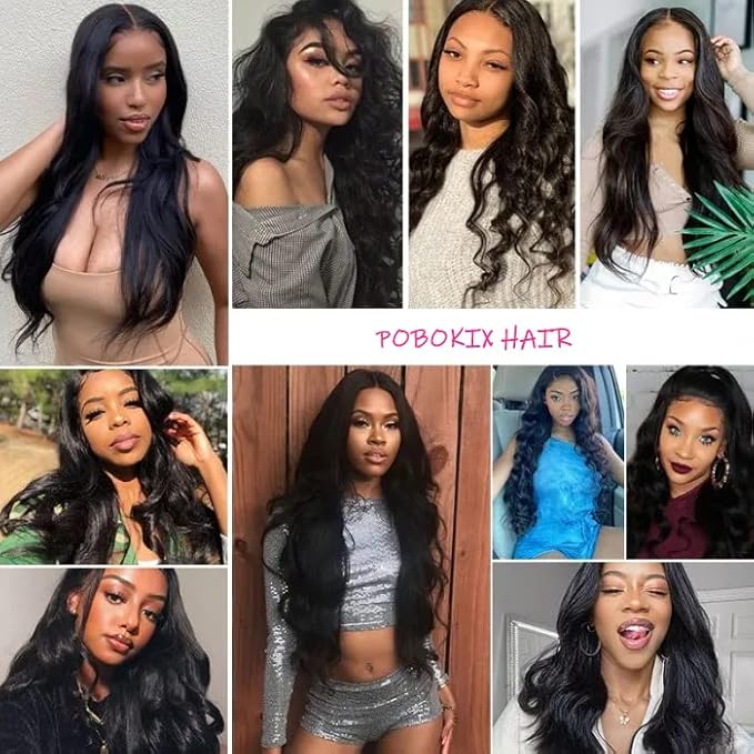 30Inch Clip in Hair Extensions Real Human Hair Body Wave 8Pcs Brazilian Human Hair Clip in Extensions with 18Clips Double Lace Weft 120g #1B Natural Black