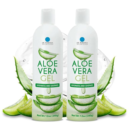 Dr. Robaina Natural Aloe Vera Gel with Emu Oil – Hydrating & Soothing Daily Skin Care for Dry Skin, Sun-Exposed Comfort & Irritation Relief – Non-Greasy, Quick-Absorbing – 12 oz | Made in USA