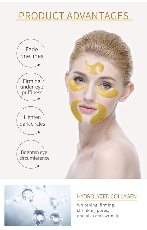 Collagen-Enriched Eye Mask Eye Gel Patches - 30 pairs with 24k Gold (Pack of (20pairs))