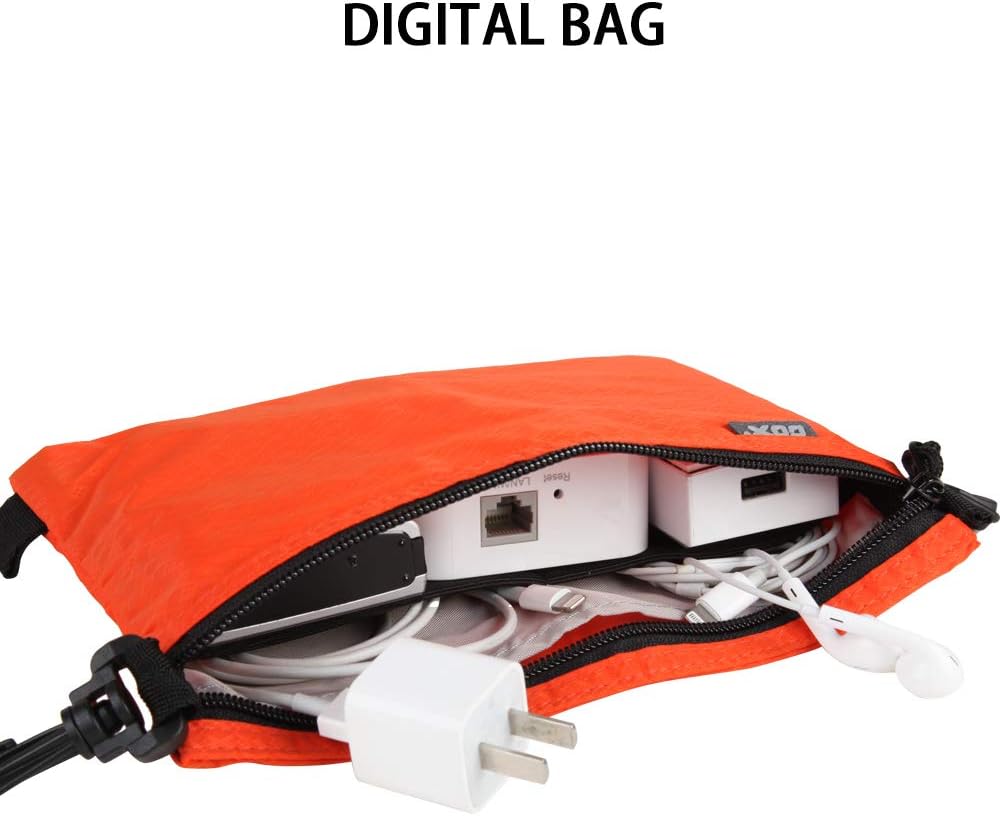 GOX Travel Toiletry Bag Carry On Zipper Pouch Cosmetic Kit Makeup Digital Bag Water Repellent Nylon (Orange)