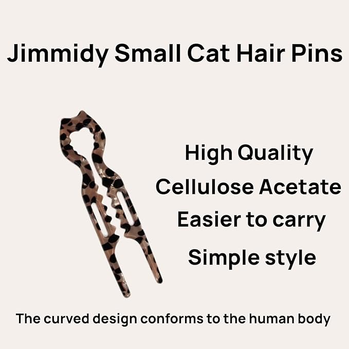 French Hair Pins, an Elegant 3Pc Set Of Women Prestige Hair Pin, Featuring Cat-Shaped Hairpins With a Curved Shape That Conforms to the Head and is Suitable for Thick Hair
