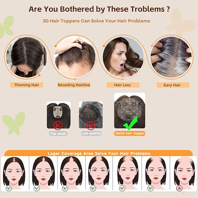 Hair Toppers for Women with Thinning Hair Toppers 360° 3D Topper Hair Pieces for Women Smiling Style Leads Fashion
