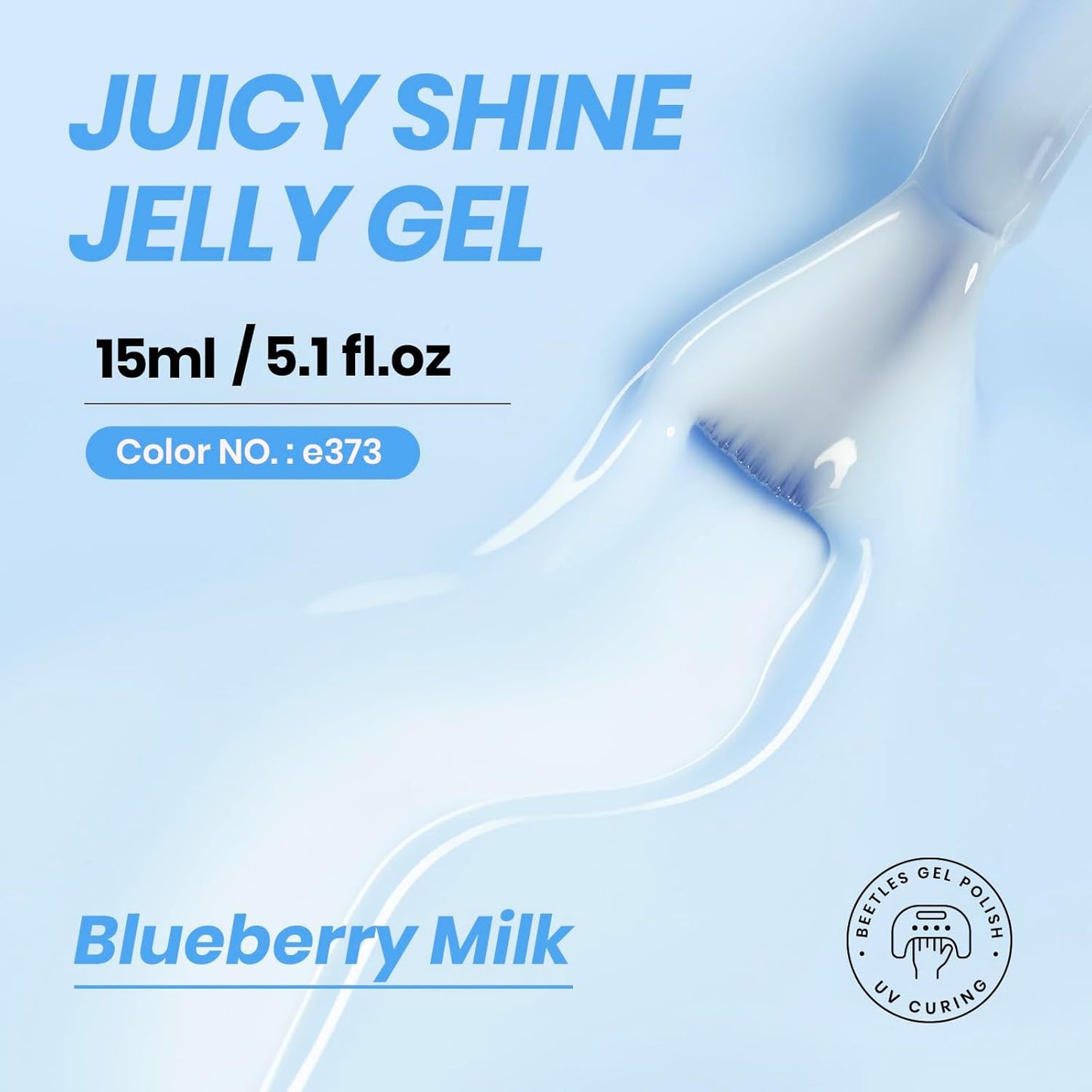 Beetles Blue Jelly Gel Nail Polish - 15ml Blueberry Milk Nails Sheer Neutral Translucent Hazy Blue Gel Polish Soak Off UV Summer Nail Art Manicure Salon Home DIY Gift for Manicure Women