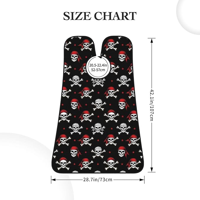 Beard Trimming Hair Catcher, Pirate Skulls Shave Bib, Non-Stick Bib Apron Waterproof, Shaving Tool for Men for Husband Father’s Day